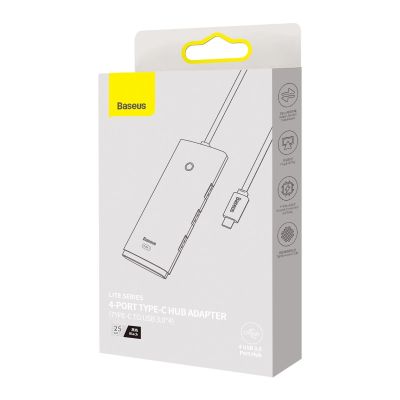 5. Baseus Lite Series przejściówka HUB USB Typ C - 4x USB 3.0 25cm czarny (WKQX030301)