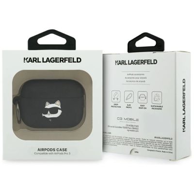 4. Etui Karl Lagerfeld Silicone Choupette Head 3D na AirPods Pro 3 - czarne