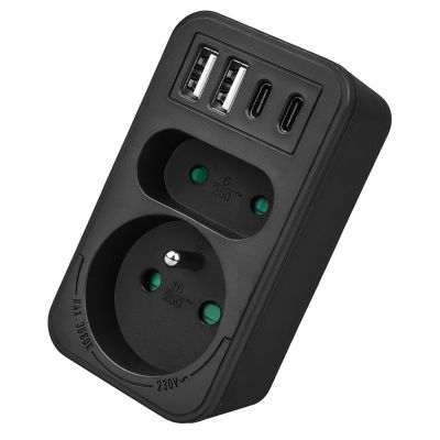 12. MACLEAN GNIAZDKO PRĄDOWE X2 + 4XUSB, ROZGAŁĘŹNIK Z 2 GNIAZDAMI, 2XUSB A, 2XUSB C PD 20W, 1X16A + 1X6A MCE249 F/B