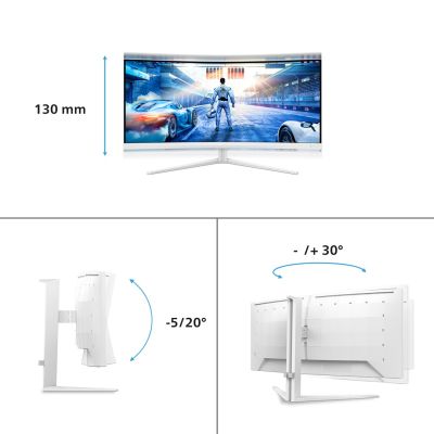 30. Philips 34M2C5501A/00 monitor komputerowy 86,4 cm (34") 3440 x 1440 px Wide Quad HD LCD Biały