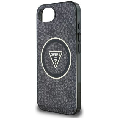 6. Etui Guess IML Metal Glitter 4G Circle Triangle MagSafe na iPhone 16e - czarne
