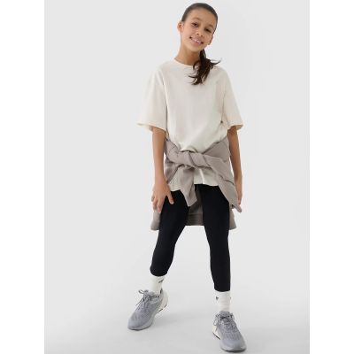 5. T-shirt dziewczęcy oversize gładki 4F 4FJWSS25TTSHF1851-12S
