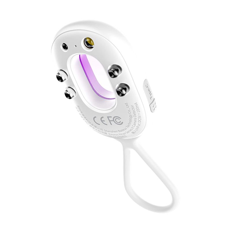2. Wykrywacz ukrytych kamer Baseus Heyo Series II z alarmem i mini latarką + kabel Baseus Simple USB-A - USB-C – biały