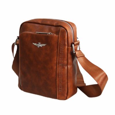 Torba męska na ramię listonoszka Aeronautica Militare Sling Bag Brązowa - AM-1182
