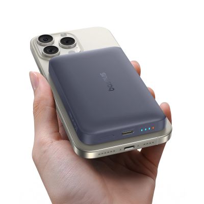 3. Powerbank Baseus EnerFill FM11 10000mAh 22.5W kompatybilny z MagSafe z czarnym kablem Basues Simple USB-C 20V/3A 30cm - ciemnoszary