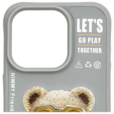 6. Etui Nimmy Cool&Cute 2.0 Bear na iPhone 15 Pro - szare
