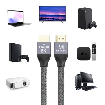 5. Wozinsky kabel HDMI 2.1 8K 60 Hz 48 Gbps / 4K 120 Hz / 2K 144 Hz 3 m srebrny (WHDMI-30)