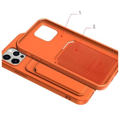 4. Card Case silikonowe etui portfel z kieszonką na kartę dokumenty do Xiaomi Redmi 10X 4G / Xiaomi Redmi Note 9 bordowy