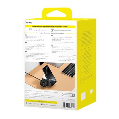 10. Ładowarka indukcyjna Baseus MagPro 3w1 25W kompatybilna z MagSafe do telefonu i smartwatcha - czarna