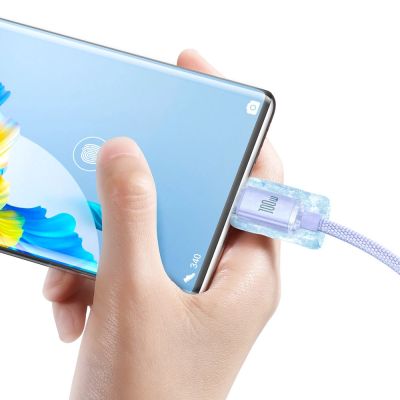 4. Baseus Crystal Shine Series kabel przewód USB do szybkiego ładowania i transferu danych USB Typ A - USB Typ C 100W 2m fioletowy (CAJY000505)