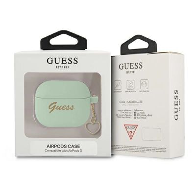 3. Etui Guess Silicone Charm Heart Collection na AirPods 3 - zielone