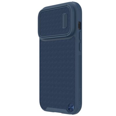 2. Nillkin Textured S Case etui iPhone 14 Pro pancerny pokrowiec z osłoną na aparat niebieski