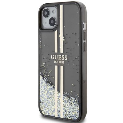 2. Etui Guess Liquid Glitter Gold Stripes na iPhone 15 Plus / 14 Plus - czarne