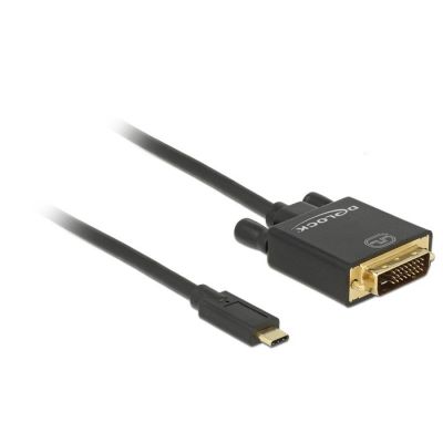 DeLOCK 2m, USB-C/DVI 24+1 zewnętrzna karta graficzna usb 3840 x 2160 px Czarny