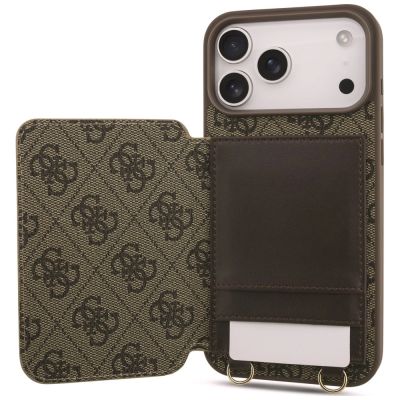 5. Etui Guess 4G Cardslots & Magnetic Closure Crossbody na iPhone 18 Pro Max / 17 Pro Max - brązowe