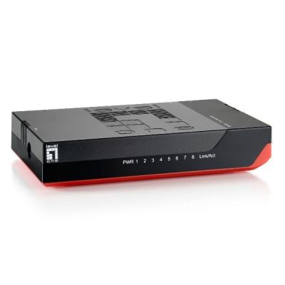 7. LevelOne GSW-0807 przełącznik sieciowy Nie zarządzany Gigabit Ethernet (10/100/1000) Czarny, Czerwony