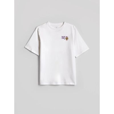 4. T-shirt loose z nadrukiem chłopięcy 4F 4FJRAW26TTSHM4527-10S