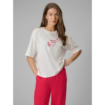 T-shirt regular z nadrukiem damski 4F 4FRSS26TTSHF3704-11S