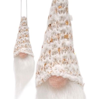 12. ZAWIESZKA DEKORACYJNA MIKOŁAJ 11CM CEKINY BIAŁY