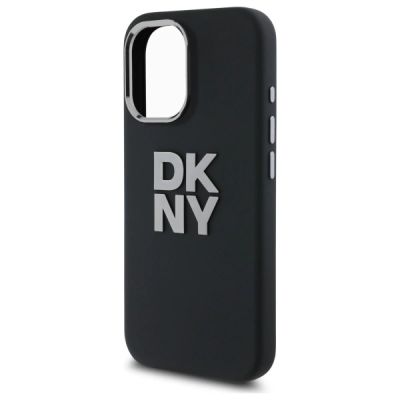 4. Etui DKNY Liquid Silicone Metal Logo na iPhone 16 - czarne