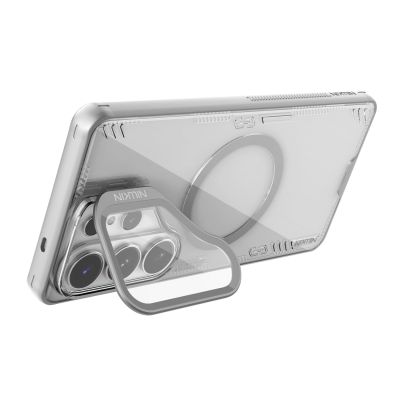 5. Etui Nillkin Iceblade Prop Magnetic z osłoną aparatu i podstawką kompatybilne z MagSafe na Samsung Galaxy S26 Ultra - przezroczysto-szare