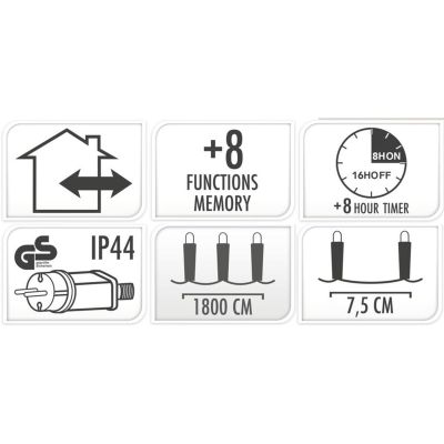 17. LAMPKI CHOINKOWE ŁAŃCUCH ŚWIETLNY 240 LED TIMER CIEPŁY BIAŁY