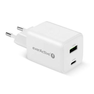 7. EVERACTIVE ŁADOWARKA SIECIOWA GAN 1 X USB ORAZ 1 X USB-C QUICK CHARGE 4.0 45W BIAŁA SC-450Q