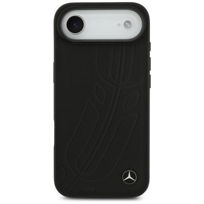 3. Etui Mercedes Leather Large Laurel Leave MagSafe na iPhone Air - czarne