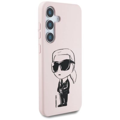 4. Etui Karl Lagerfeld Silicone Graffiti Ikonik Printed Logo MagSafe Samsung Galaxy S25 różowy