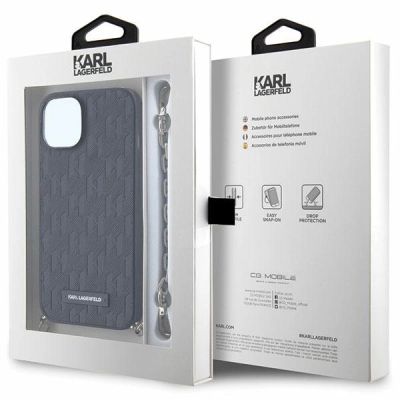 7. Etui Karl Lagerfeld Saffiano Monogram Chain na iPhone 14 - czarne