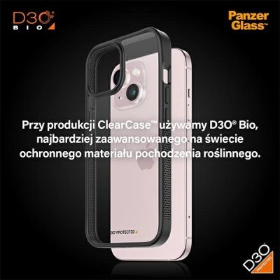 8. Etui PanzerGlass ClearCase na iPhone 15 z certyfikatem Military Grade - przezroczysto-czarne