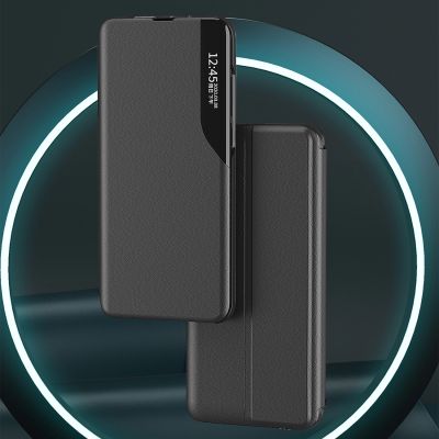 4. Etui Eco Leather View Case elegancki futerał z klapką i podstawką na iPhone 16e / 17e - czarne