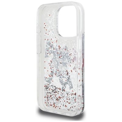 7. Etui Karl Lagerfeld Liquid Glitter Choupette Logo na iPhone 16 Pro - przezroczyste