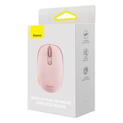 9. Myszka bezprzewodowa Baseus F01B 2.4GHz + Bluetooth 3.0 + 5.0 - różowa