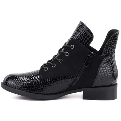 3. Botki damskie lakierowane kroko czarne Vinceza HX27-16524