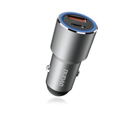 3. Dudao ładowarka samochodowa USB / USB Typ C Power Delivery Quick Charge 22,5 W szary (R4PQ)