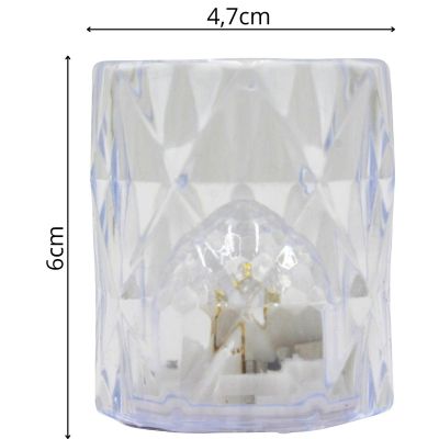 11. MINI LAMPA DEKORACYJNA 6 CM TRANSPARENTA CIEPŁY BIAŁY 1 LED