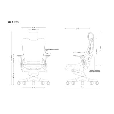 3. Fotel biurowy Wau 2 TPE-12 elastomer mango/czarny