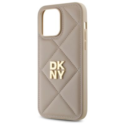 6. Etui DKNY Quilted Stack Logo na iPhone 14 Pro Max - beżowe