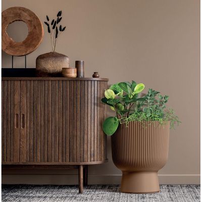 14. DONICZKA DO KWIATÓW MILLY NA NODZE ŚR 30CM JASNY SZARY