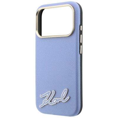 6. Etui Karl Lagerfeld Grained with Resin Signature Logo MagSafe na iPhone 18 Pro / 17 Pro - jasnoniebieskie