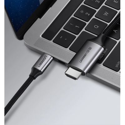 11. Ugreen kabel przewód HDMI - USB Typ C 4K 60 Hz 1,5 m czarno-szary (MM142 50570)