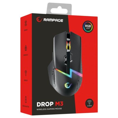 6. Mysz bezprzewodowa Rampage DROPM3V2-BLACK DR Drop M3 V2 24000 DPI czarna