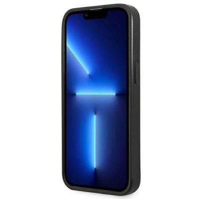 5. Etui Guess Saffiano Triangle Logo na iPhone 13 mini - srebrne