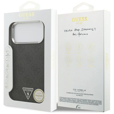 8. Etui Guess 4G Triangle Logo MagSafe na iPhone 17 Pro Max / 18 Pro Max - czarno-srebrne