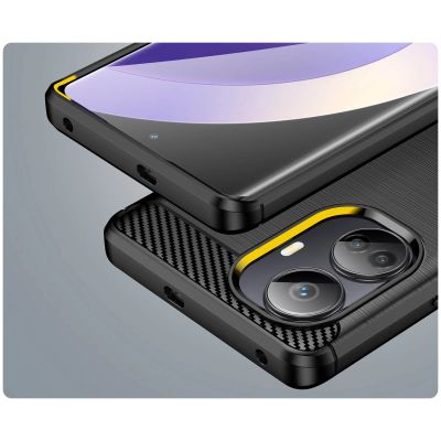 6. Carbon Case etui do Realme 10 Pro+ elastyczny silikonowy karbonowy pokrowiec czarne