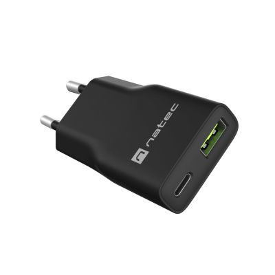9. NATEC ŁADOWARKA SIECIOWA RIBERA GAN SLIM 1X USB-A + 1X USB-C 20W CZARNA