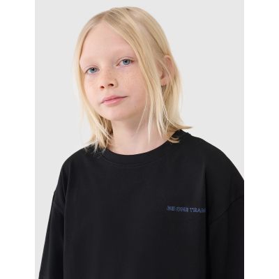 5. T-shirt oversize z napisem chłopięcy 4F 4FJWSS25TTSHM2184-20S