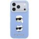 3. Etui Karl Lagerfeld Saffiano with Karl & Choupette Heads Pins & Logo na iPhone 18 Pro / 17 Pro - jasnoniebieskie