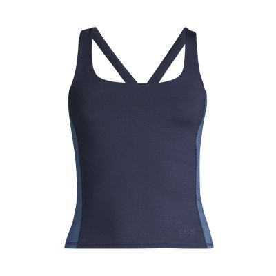 Koszulka damska CASALL Shaped Block Built in Bra Tank kolor granatowy
